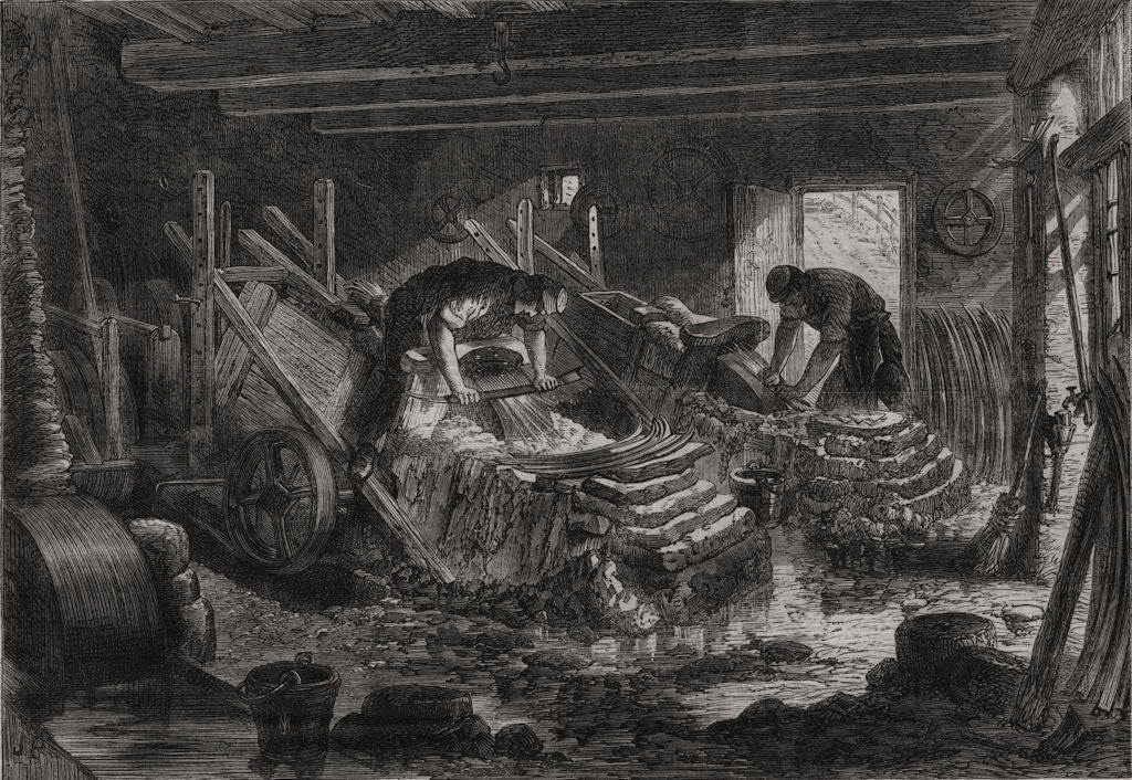 The trades of Sheffield. Scythe grinding. Yorkshire 1863 old antique print